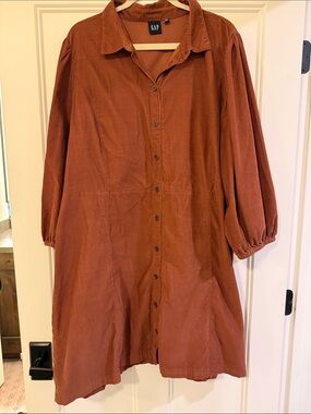 GAP Rust Corduroy Button-Front Tunic Trench